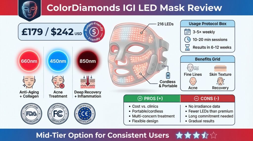 ColorDiamonds IGI LED Mask Review- Budget-Friendly, Portable Device