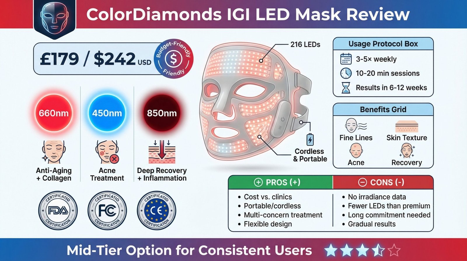 ColorDiamonds IGI LED Mask Review 2026: Budget-Friendly, Portable Device