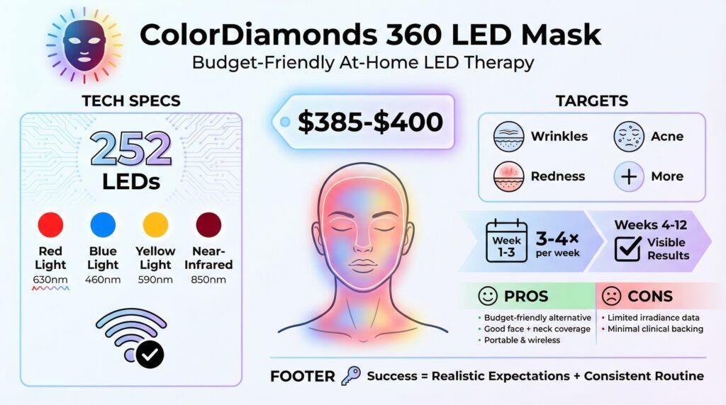 Review of The ColorDiamonds 360 LED Mask – A Portable, Budget-Friendly Option